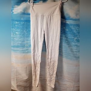 BUFFBUNNY LADIES WHITE & GOLD LEGGINGS SIZE LARGE